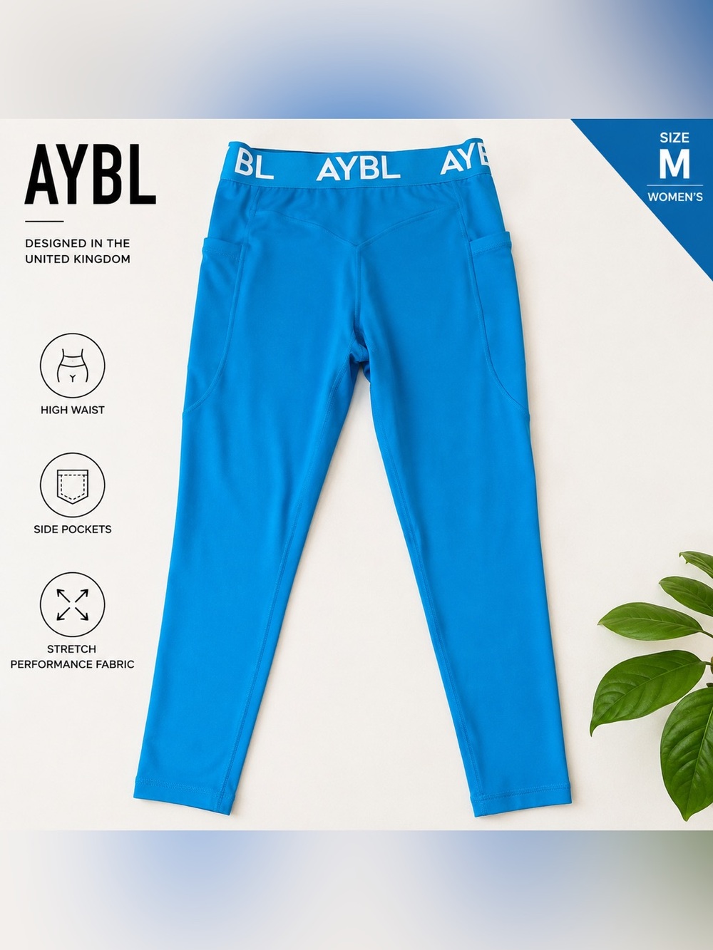 AYBL Women’s Medium Blue High Waist Pocket Leggings